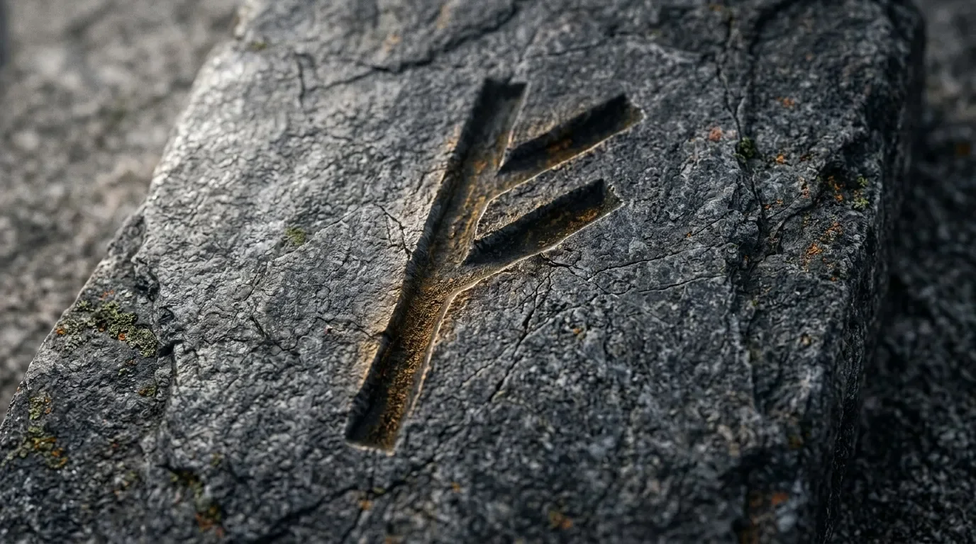 Symbole ou gravure historique sculptés dans la roche grise (renversée)