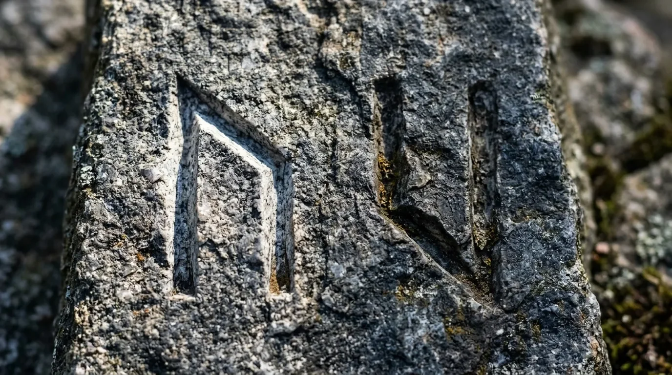 Gravures géométriques sur surface rocheuse weathered lichen