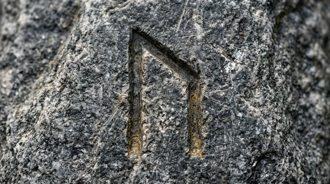Main humaine sculptée sur rocher côtier couvert de lichens (renversée)