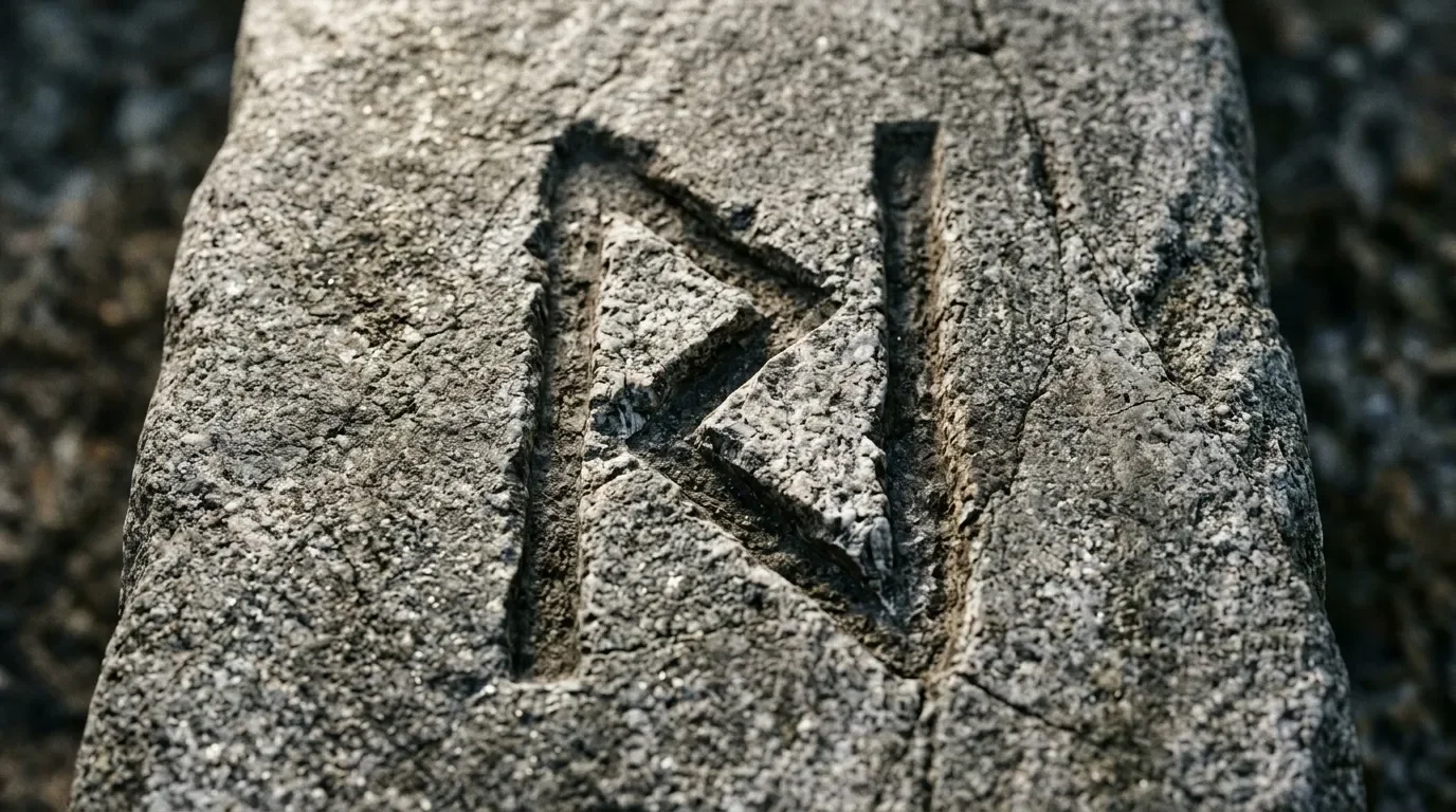 Symbole grav&eacute; sur surface de pierre rugueuse et poreuse