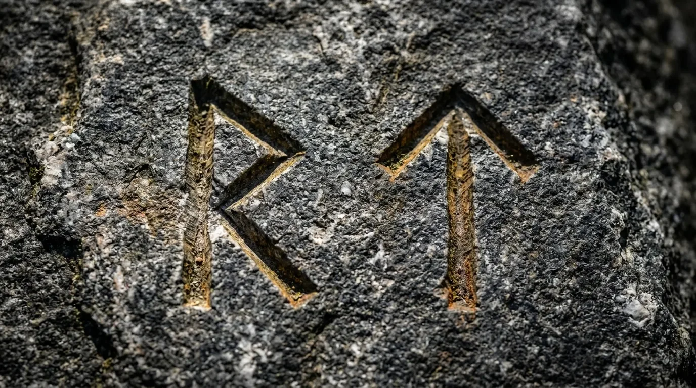 Deux chevrons dor&eacute;s grav&eacute;s sur surface grise rugueuse
