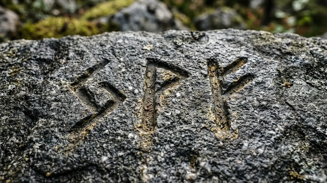 Traces de pieds gravées dans une roche grise mousue