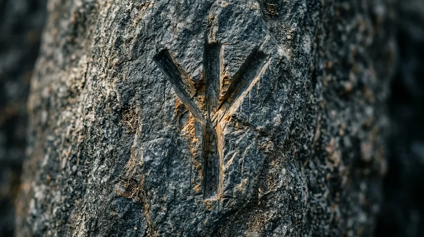 Croix religieuse gravée dans la pierre grise weathered
