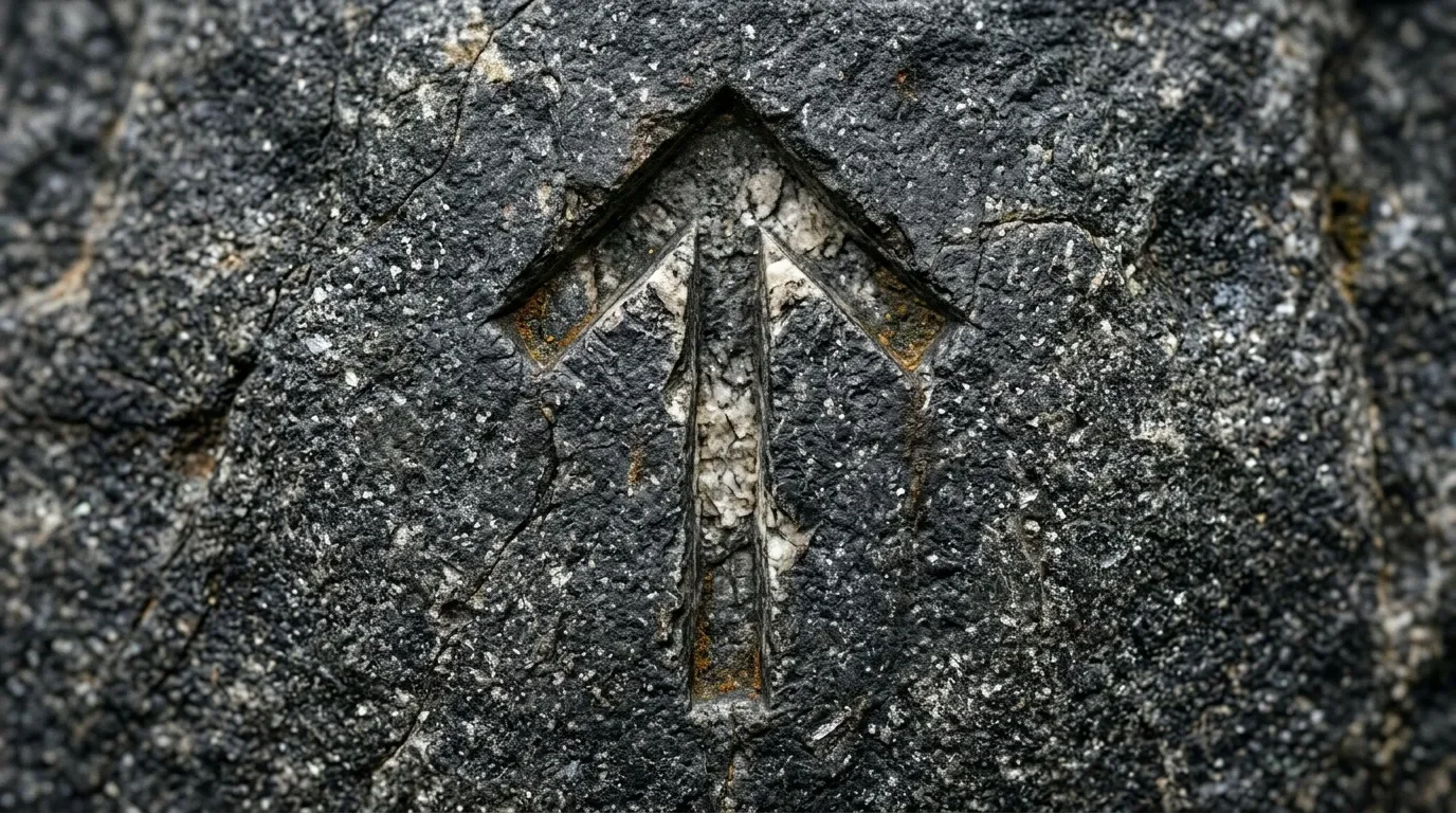 Croix religieuse sculptée sur surface rocheuse grise usée