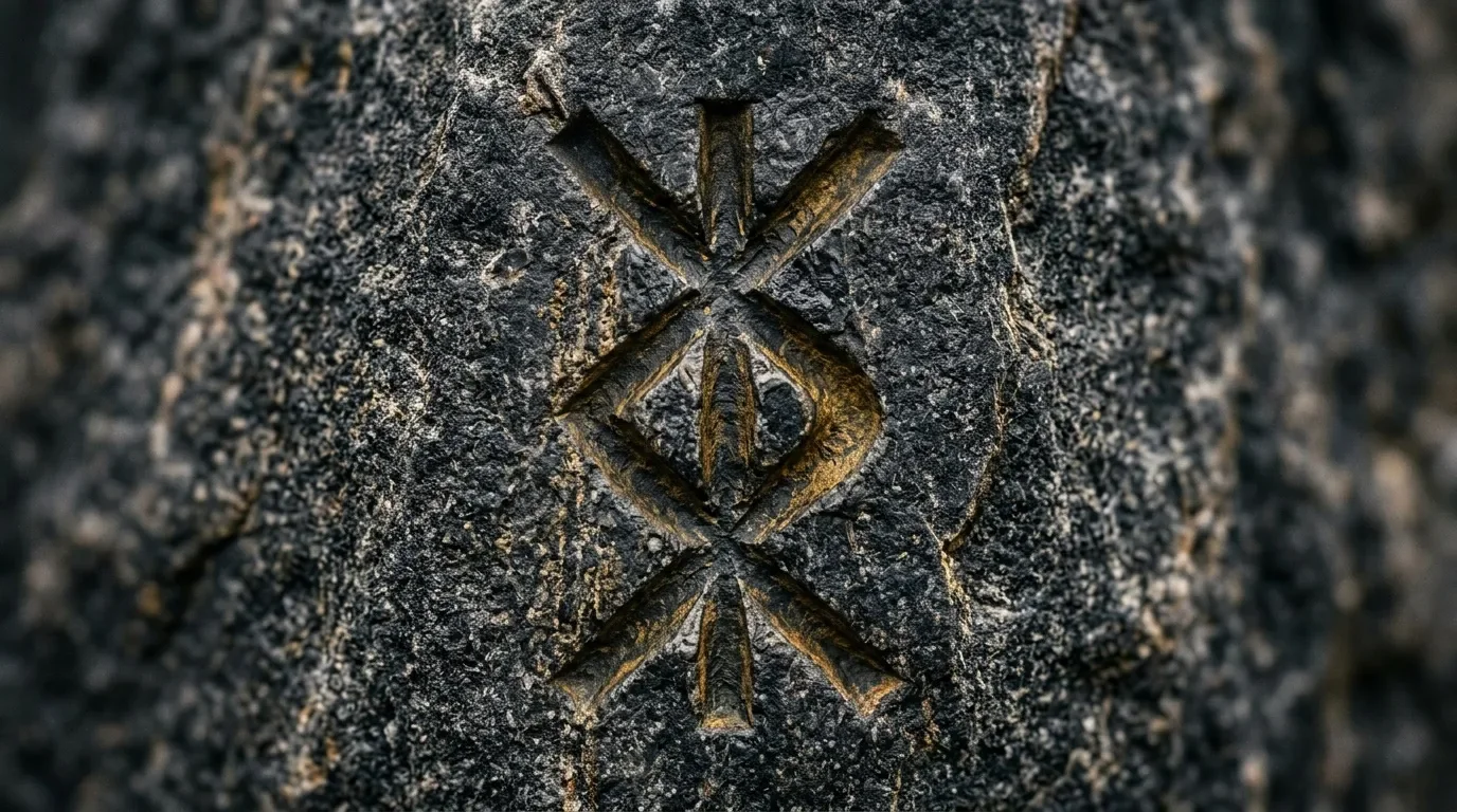 Deux croix g&eacute;om&eacute;triques grav&eacute;es sur surface rocheuse grise
