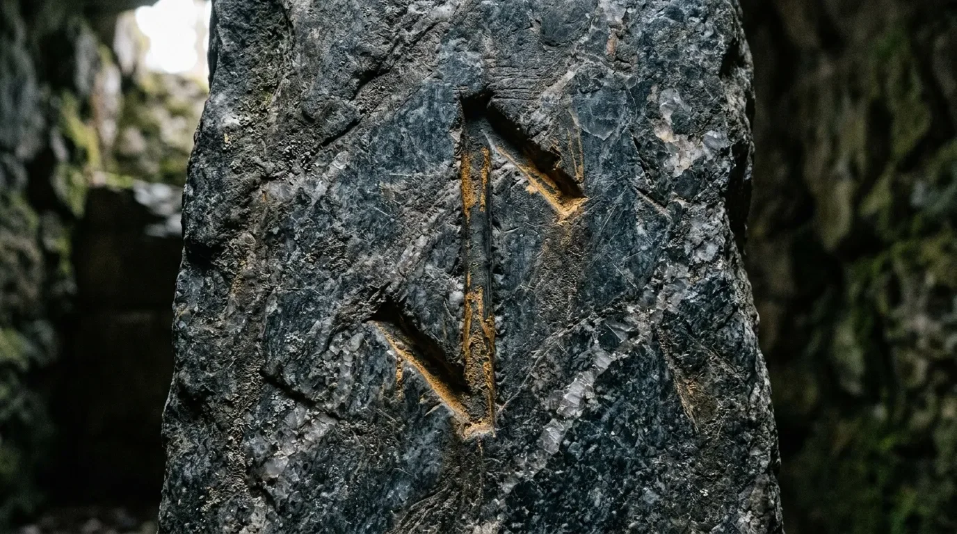 Symbole taill&eacute; dans l'&eacute;corce d'un arbre gris