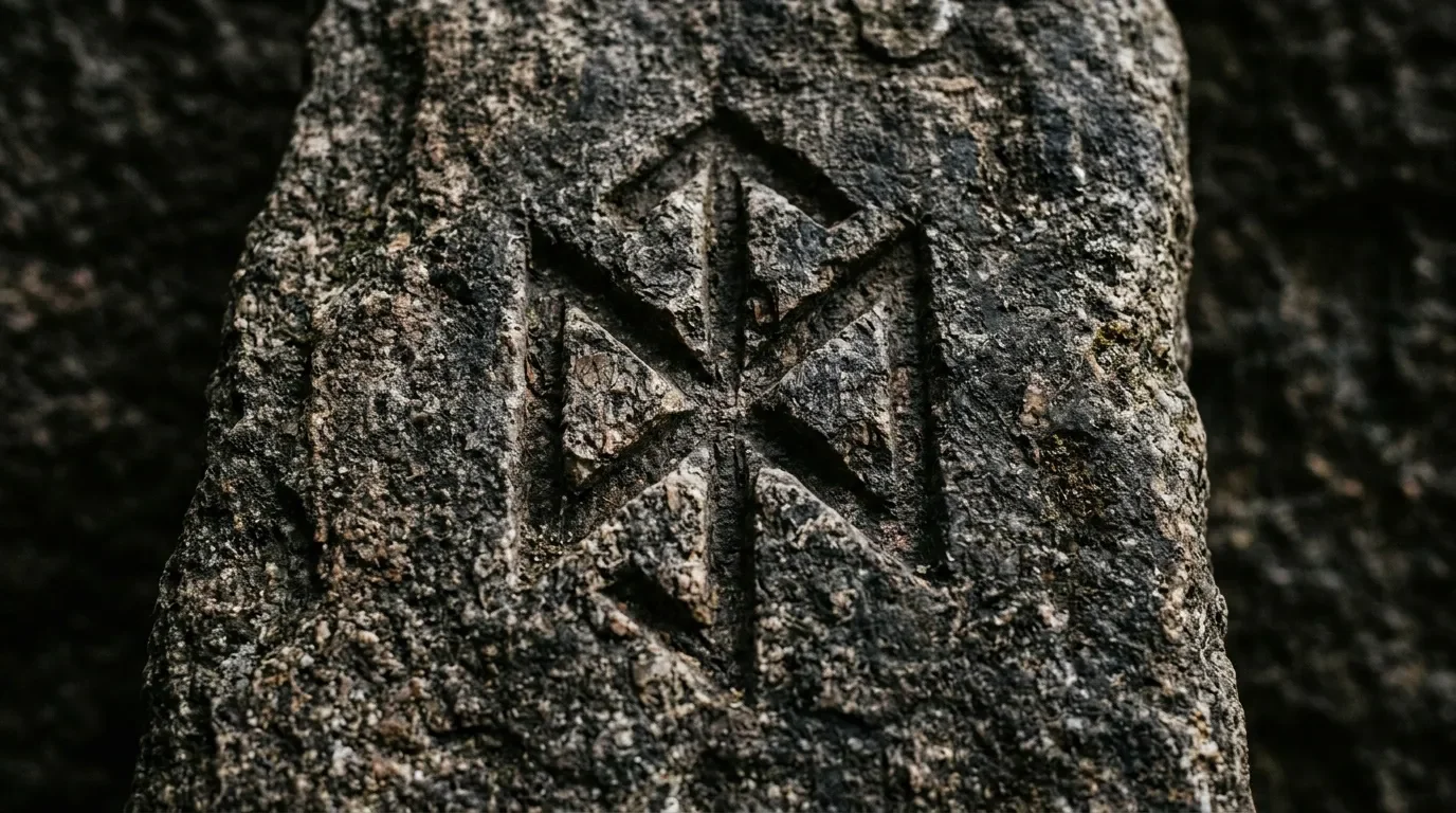 Croix chr&eacute;tienne sculpt&eacute;e sur surface rocheuse textur&eacute;e